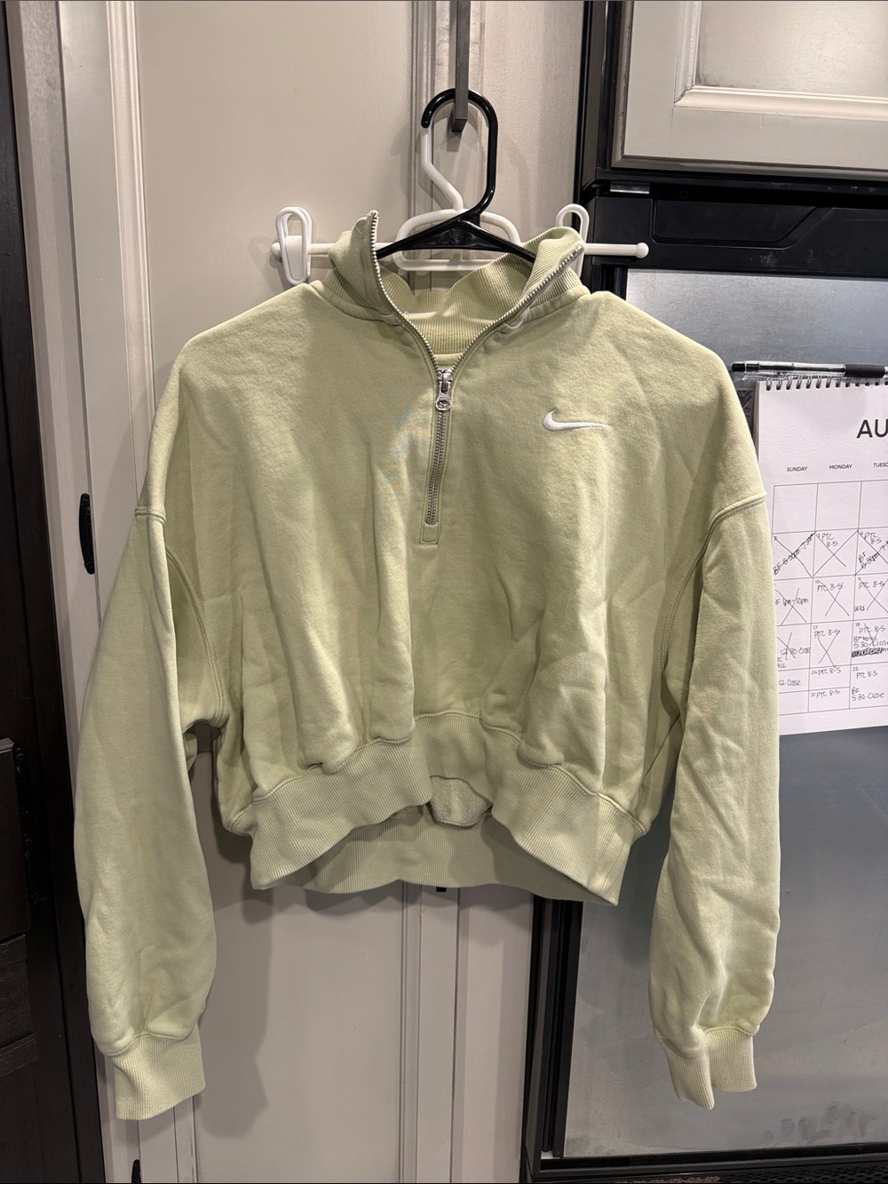 Nike Pale Green Half-Zip Cropped Sweatshirt